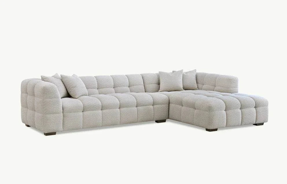 Bubble Boucle Corner Sofa - Luxury Ivory Upholstery, Timeless Chesterfield Design - UK Luxury Furniture