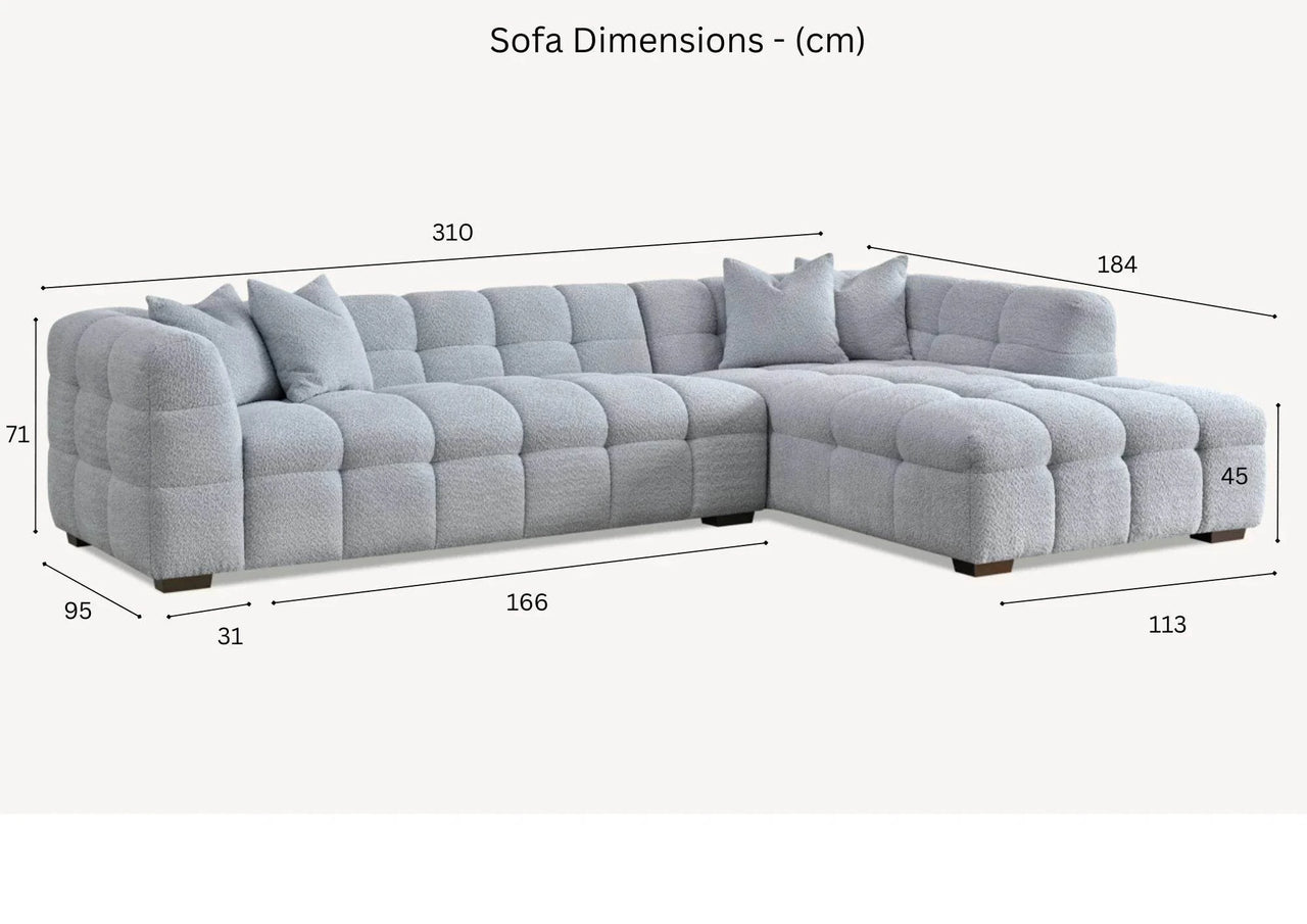 Bubble Boucle Corner Sofa - Luxury Ivory Upholstery, Timeless Chesterfield Design - UK Luxury Furniture