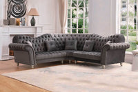 Luxury Dark Grey Velvet Chesterfield Corner Sofa 260cm - Immediate Delivery, Timeless Elegance - UK Luxury Furniture