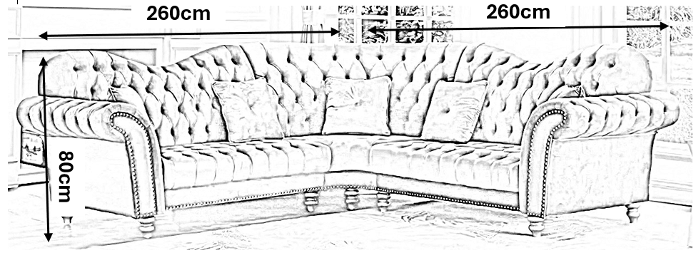Luxury Dark Grey Velvet Chesterfield Corner Sofa 260cm - Immediate Delivery, Timeless Elegance - UK Luxury Furniture