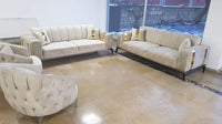 Lyon Luxury Velvet Sofa Sets - Cream, Navy Blue & Grey - 1, 2, 3 Seater Options - UK Luxury Furniture