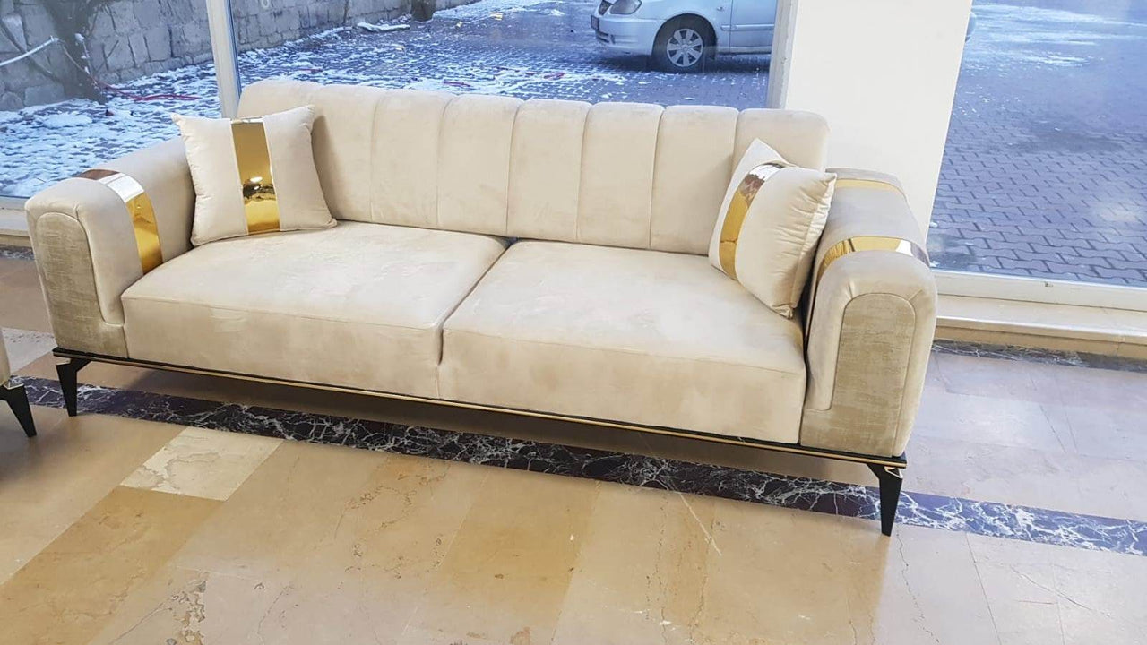 Lyon Luxury Velvet Sofa Sets - Cream, Navy Blue & Grey - 1, 2, 3 Seater Options - UK Luxury Furniture