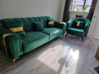 Lyon Luxury Velvet Sofa Sets - Cream, Navy Blue & Grey - 1, 2, 3 Seater Options - UK Luxury Furniture