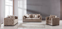 Moscow Sofa Sets in Luxurious Mink Velvet with Chesterfield Detailing – 1, 2 & 3 Seater Options - UK Luxury Furniture