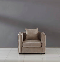 Moscow Sofa Sets in Luxurious Mink Velvet with Chesterfield Detailing – 1, 2 & 3 Seater Options - UK Luxury Furniture