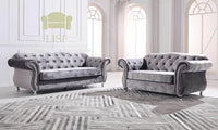 Luxury Dark Grey Velvet Chesterfield Sofa Sets - 1, 2, or 3 Seater with Silver Trim - UK Luxury Furniture