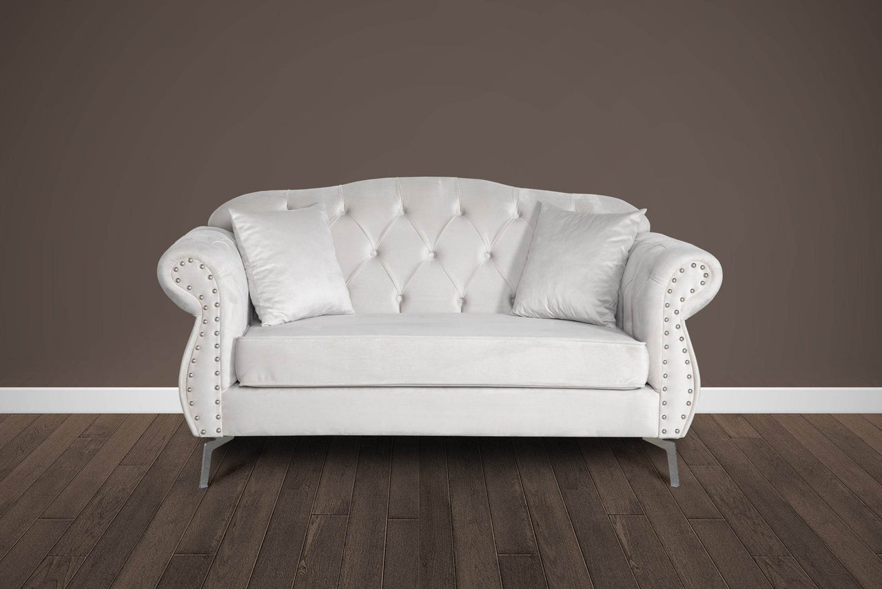 Luxury Light Cream Velvet Chesterfield Sofa Set – 1, 2, or 3 Seater with Cushions Included - UK Luxury Furniture