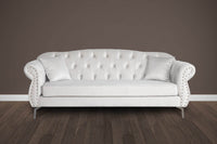 Luxury Light Cream Velvet Chesterfield Sofa Set – 1, 2, or 3 Seater with Cushions Included - UK Luxury Furniture