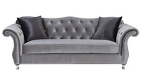 Luxury Grey Velvet Chesterfield Sofa Sets - 1, 2 & 3 Seaters with Silver Nail Head Trim - UK Luxury Furniture