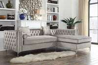 Luxurious Grey Velvet Chesterfield Corner Settee Sofa with Storage & Chrome Legs - UK Luxury Furniture