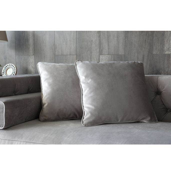 Luxurious Grey Velvet Chesterfield Corner Settee Sofa with Storage & Chrome Legs - UK Luxury Furniture