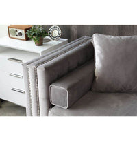 Luxurious Grey Velvet Chesterfield Corner Settee Sofa with Storage & Chrome Legs - UK Luxury Furniture