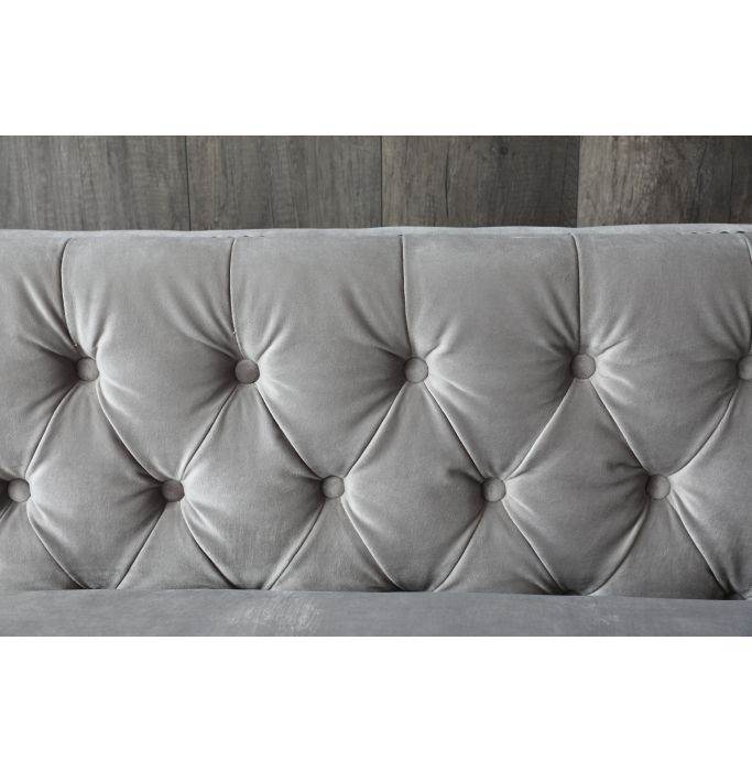 Luxurious Grey Velvet Chesterfield Corner Settee Sofa with Storage & Chrome Legs - UK Luxury Furniture