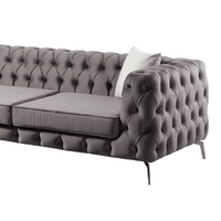 Luxury Rocky Chesterfield Dark Grey Velvet Corner Sofa with Chrome Legs - UK Luxury Furniture
