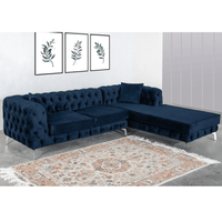 Rocky Chesterfield Navy Blue Velvet Corner Sofa - Luxurious Comfort with Deep Buttoning - UK Luxury Furniture