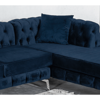 Rocky Chesterfield Navy Blue Velvet Corner Sofa - Luxurious Comfort with Deep Buttoning - UK Luxury Furniture
