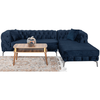 Rocky Chesterfield Navy Blue Velvet Corner Sofa - Luxurious Comfort with Deep Buttoning - UK Luxury Furniture