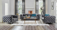 Rocky Chesterfield Sofa Set in Luxury Dark Grey Velvet – 1, 2, 3 Seater Options Available - UK Luxury Furniture