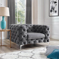Rocky Chesterfield Sofa Set in Luxury Dark Grey Velvet – 1, 2, 3 Seater Options Available - UK Luxury Furniture