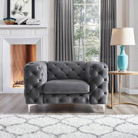 Rocky Chesterfield Sofa Set in Luxury Dark Grey Velvet – 1, 2, 3 Seater Options Available - UK Luxury Furniture