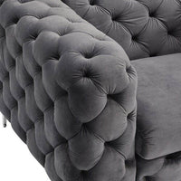 Rocky Chesterfield Sofa Set in Luxury Dark Grey Velvet – 1, 2, 3 Seater Options Available - UK Luxury Furniture