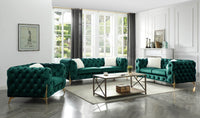 Rocky Chesterfield Sofa Set in Luxurious Green Velvet - 1, 2, or 3 Seater Options - UK Luxury Furniture