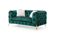 Rocky Chesterfield Sofa Set in Luxurious Green Velvet - 1, 2, or 3 Seater Options - UK Luxury Furniture