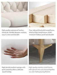 Rocky Chesterfield 3 Seater Sofa Set in Luxury Light Cream Leather with Gold Metal Legs - UK Luxury Furniture