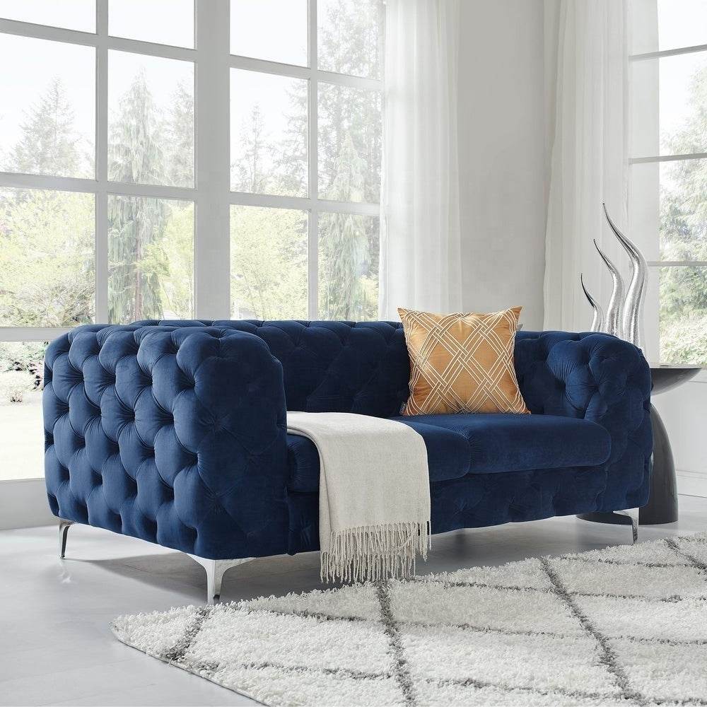 Rocky Chesterfield Sofa Set in Luxury Navy Blue Velvet – 1, 2 & 3 Seater Options - UK Luxury Furniture