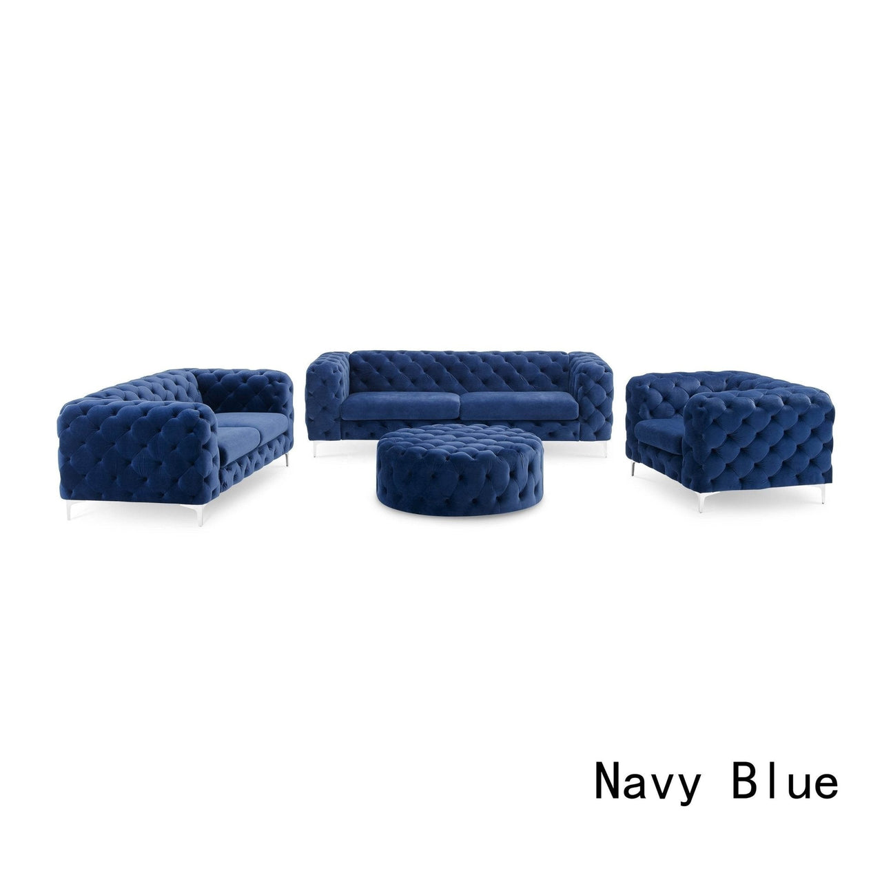 Rocky Chesterfield Sofa Set in Luxury Navy Blue Velvet – 1, 2 & 3 Seater Options - UK Luxury Furniture