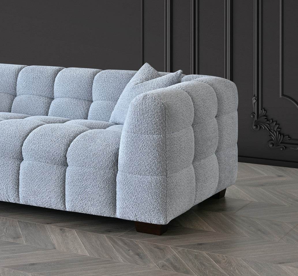 Tribeca Luxury Sofa Range in Pearl Boucle Fabric - Timeless Chesterfield Design - UK Luxury Furniture