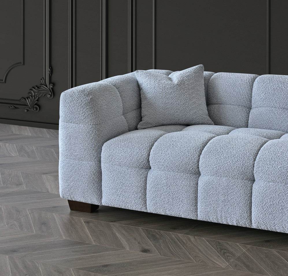 Tribeca Luxury Sofa Range in Pearl Boucle Fabric - Timeless Chesterfield Design - UK Luxury Furniture