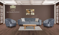Luxury Verona Sofa Set in Light Grey Velvet - Modern Chesterfield Design with Cushions Included - UK Luxury Furniture