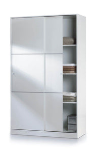 Madrid 120cm Gloss White Sliding Door Wardrobe for Modern Bedroom Organisation - UK Luxury Furniture