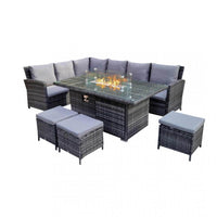 Luxury Rattan 6-Piece Fire Pit Sofa Set with Sturdy Steel Frame for Outdoor Elegance - UK Luxury Furniture
