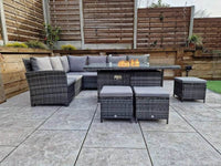 Luxury Rattan 6-Piece Fire Pit Sofa Set with Sturdy Steel Frame for Outdoor Elegance - UK Luxury Furniture