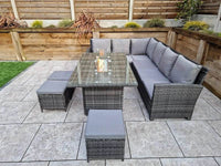 Luxury Rattan 6-Piece Fire Pit Sofa Set with Sturdy Steel Frame for Outdoor Elegance - UK Luxury Furniture