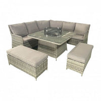 Luxury Rattan 6-Piece Fire Pit Sofa Set with Sturdy Steel Frame for Outdoor Elegance - UK Luxury Furniture