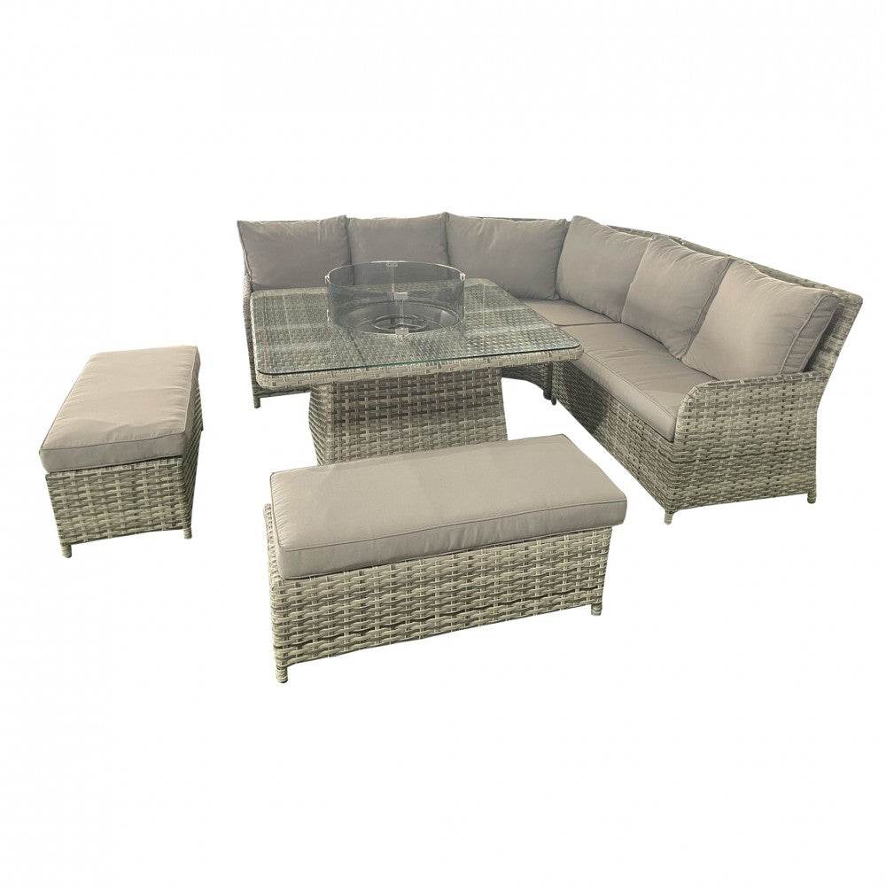 Luxury Rattan 6-Piece Fire Pit Sofa Set with Sturdy Steel Frame for Outdoor Elegance - UK Luxury Furniture