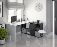 Mulberry White & Grey Reversible Large Corner Desk with Integrated Storage - UK Luxury Furniture