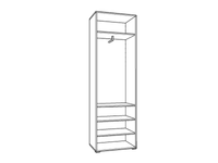 Myra White Gloss and Oak Effect Mirrored Narrow Wardrobe with Four Shelves - UK Luxury Furniture