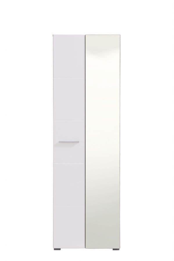 Myra White Mirrored Narrow Wardrobe: High Gloss, Space-Saving, and Modern Design - UK Luxury Furniture
