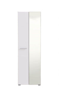 Myra White Mirrored Narrow Wardrobe: High Gloss, Space-Saving, and Modern Design - UK Luxury Furniture