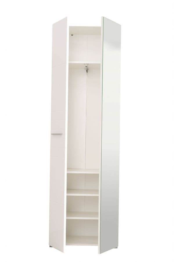 Myra White Mirrored Narrow Wardrobe: High Gloss, Space-Saving, and Modern Design - UK Luxury Furniture