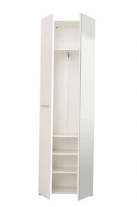 Myra White Mirrored Narrow Wardrobe: High Gloss, Space-Saving, and Modern Design - UK Luxury Furniture