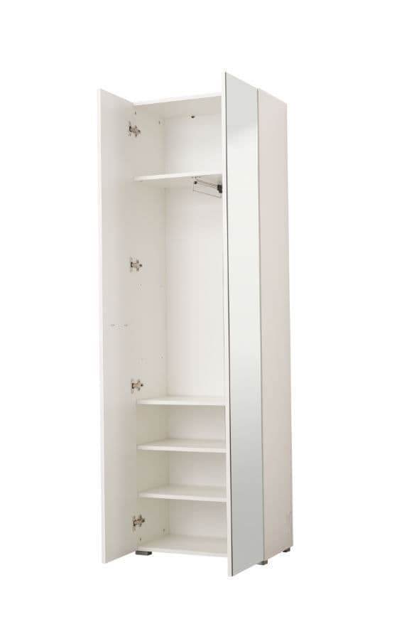 Myra White Mirrored Narrow Wardrobe: High Gloss, Space-Saving, and Modern Design - UK Luxury Furniture