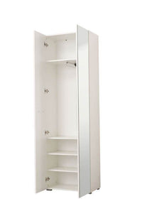 Myra White Mirrored Narrow Wardrobe: High Gloss, Space-Saving, and Modern Design - UK Luxury Furniture