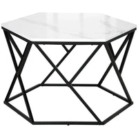 Modern Coffee Table with High Gloss Marble Top and Sturdy Steel Frame for Living Room Elegance - UK Luxury Furniture