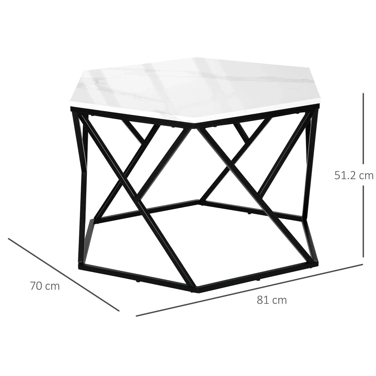 Modern Coffee Table with High Gloss Marble Top and Sturdy Steel Frame for Living Room Elegance - UK Luxury Furniture