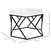 Modern Coffee Table with High Gloss Marble Top and Sturdy Steel Frame for Living Room Elegance - UK Luxury Furniture